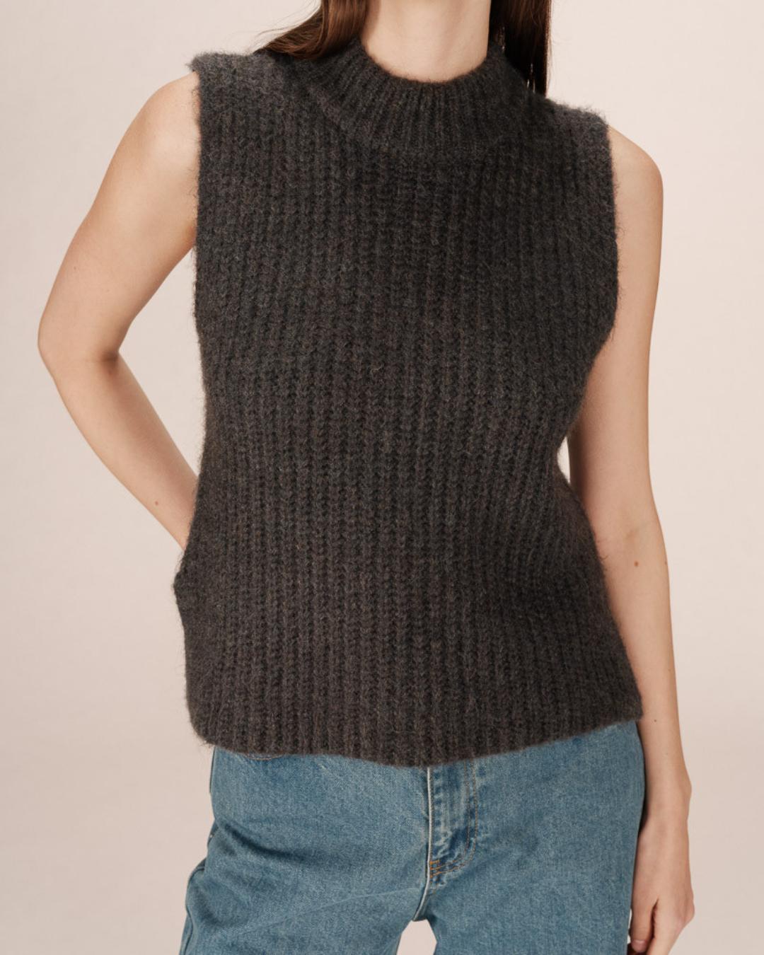 grey knit vest