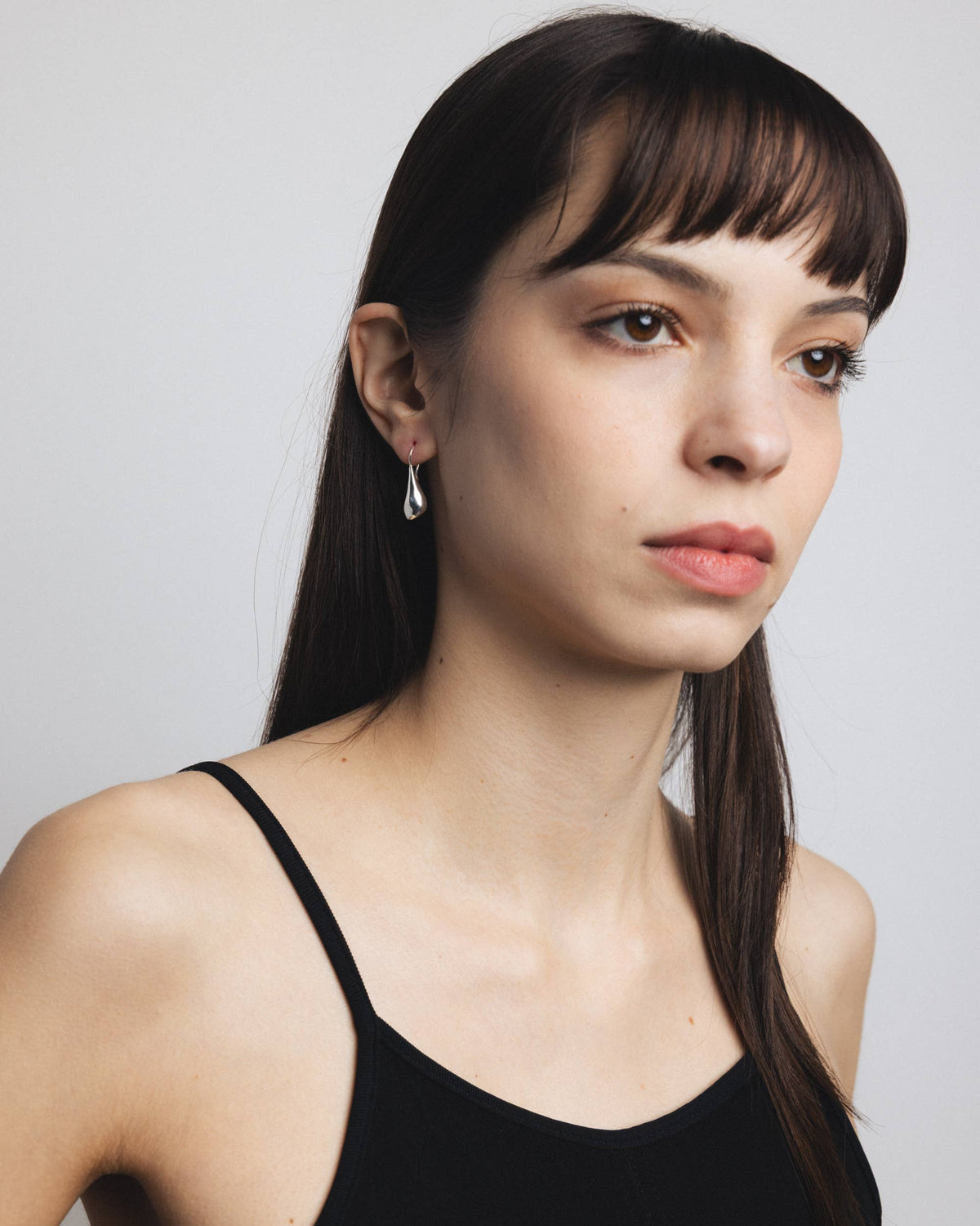 silver bead drop earring