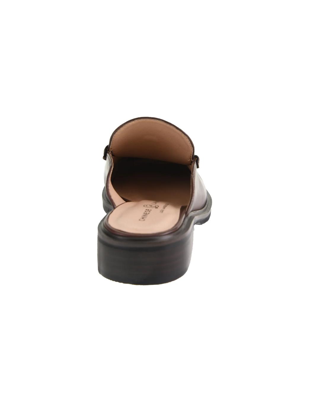 Brown leather slip on loafer with tassel