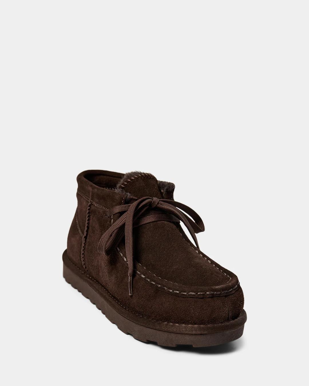 brown suede moccasin shoe