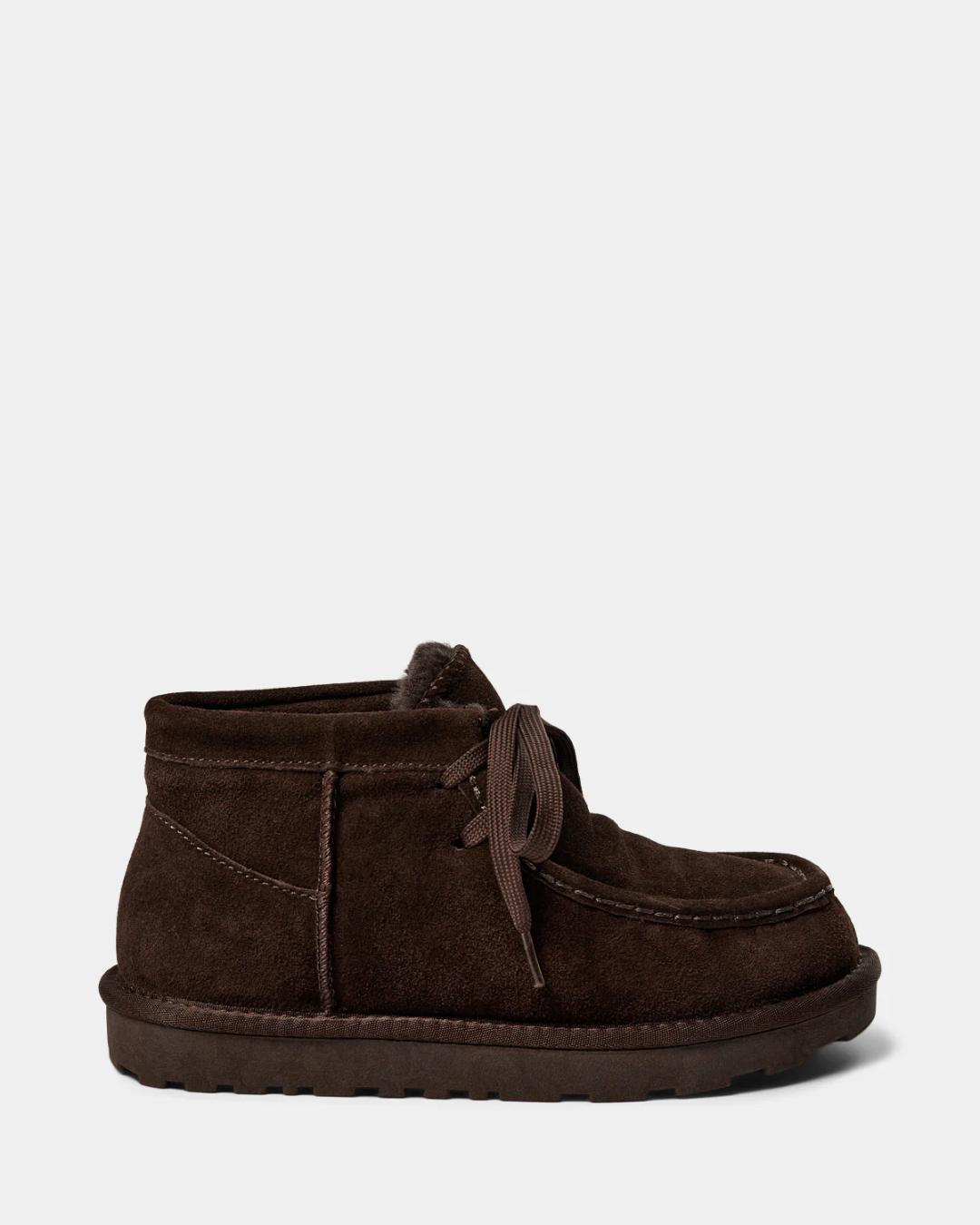 brown suede moccasin shoe