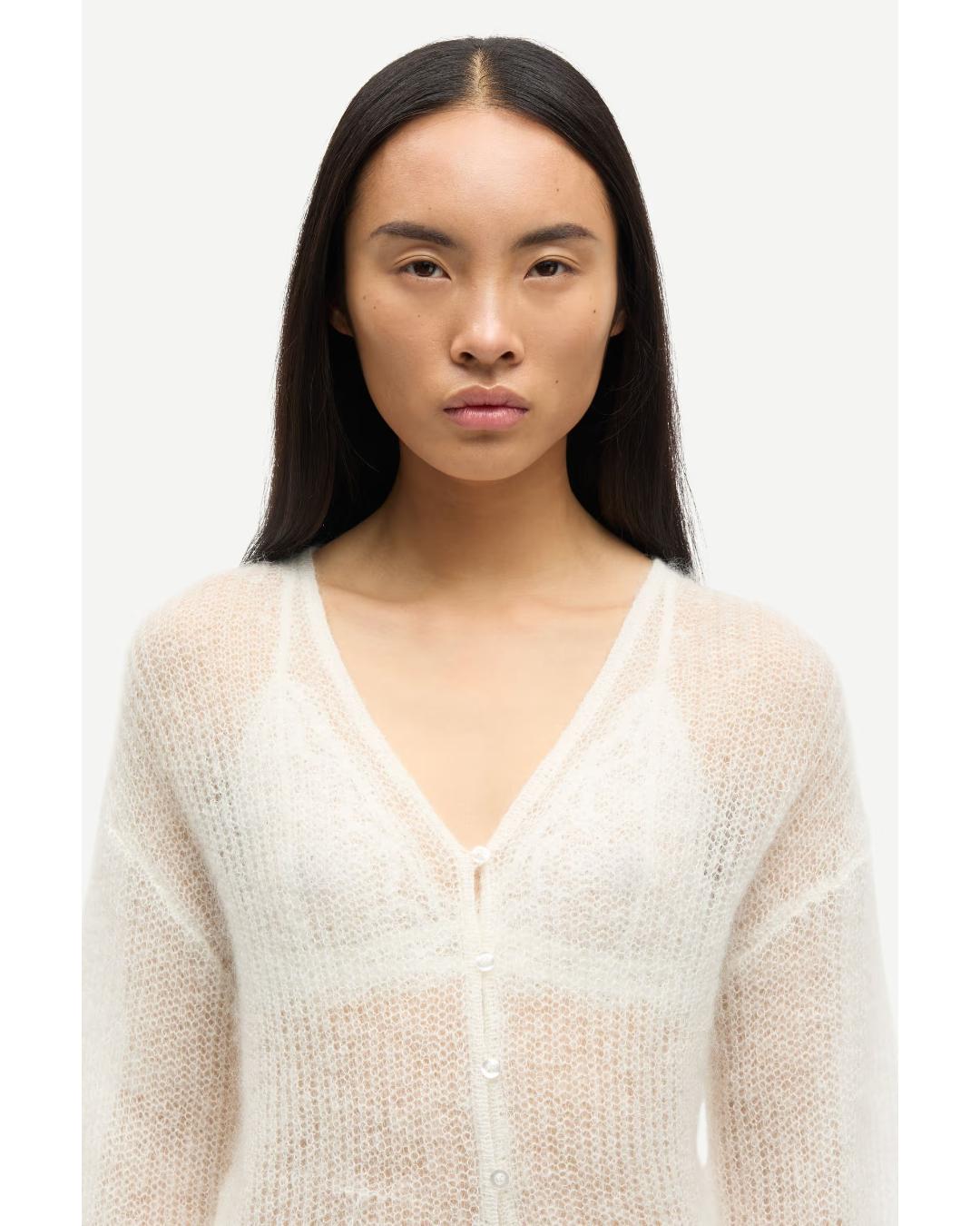 thin knit cardigan in cream