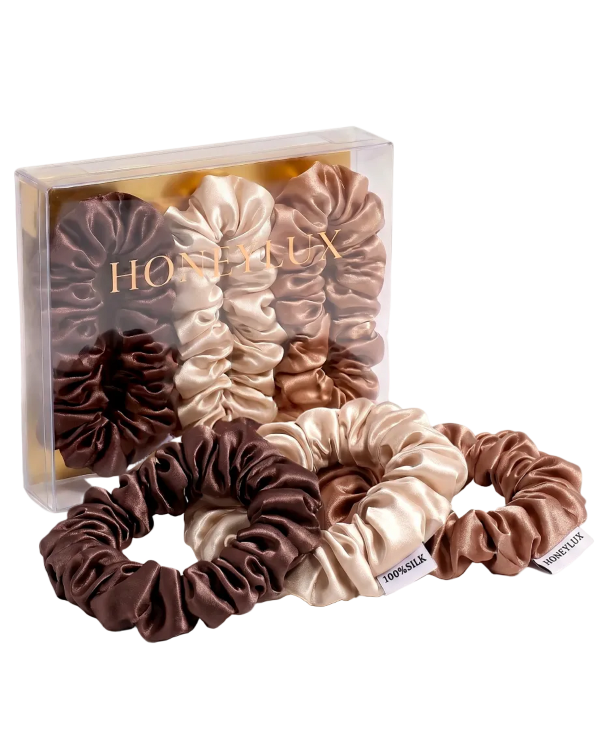 pack of nude colour silk scrunchies