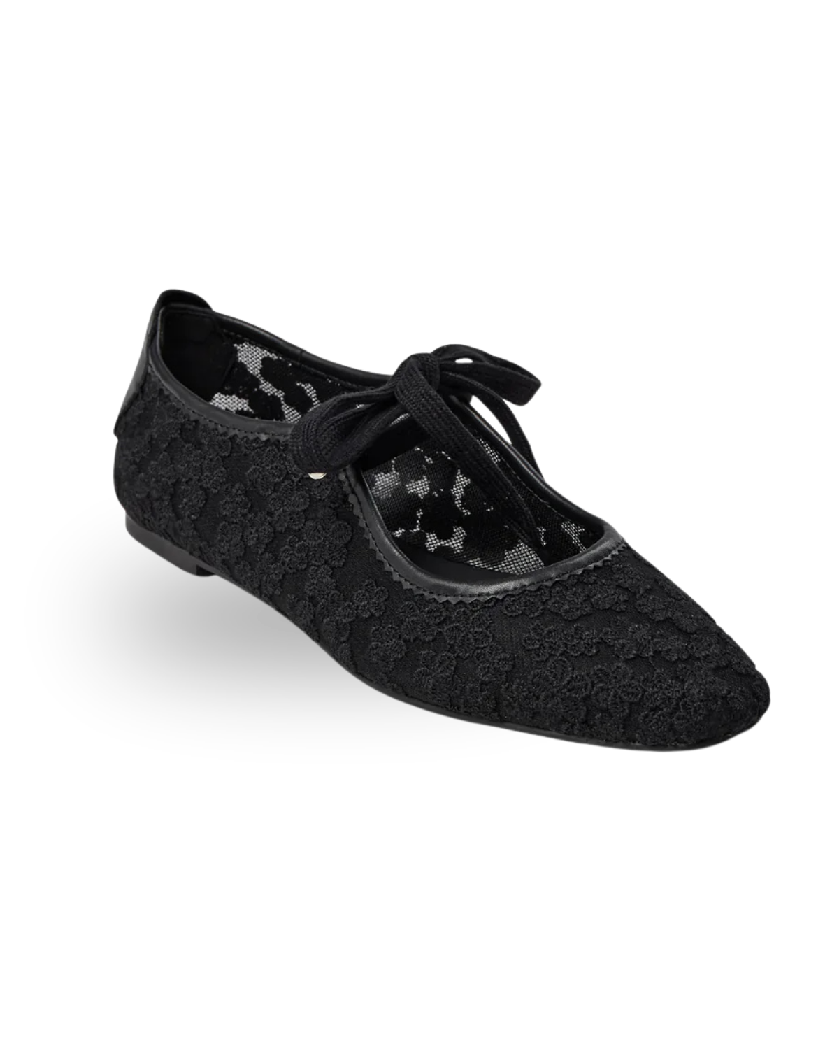lace ballet flats in black