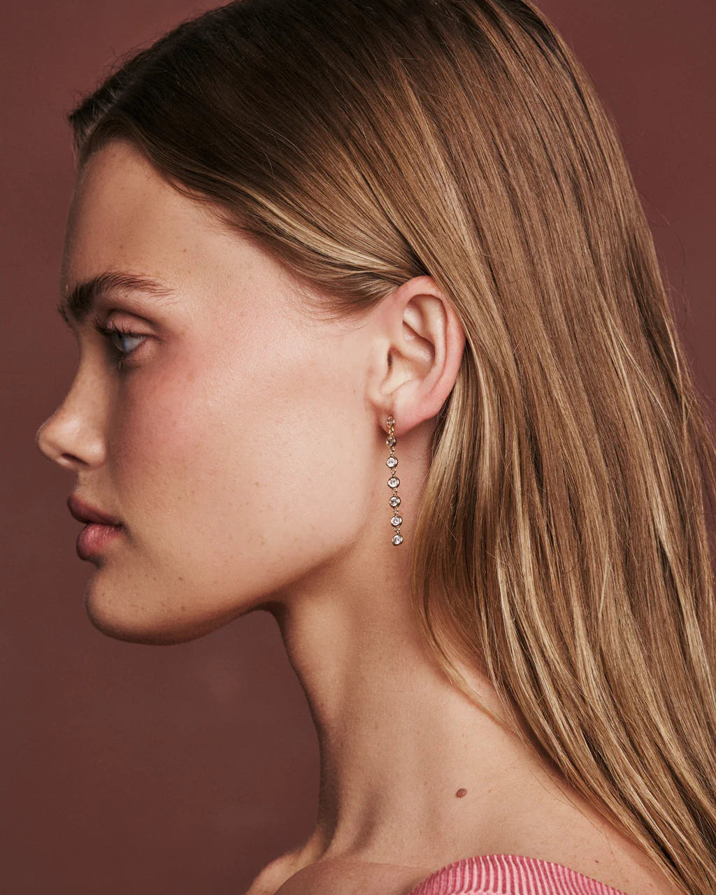 long gold and diamond drop earrings
