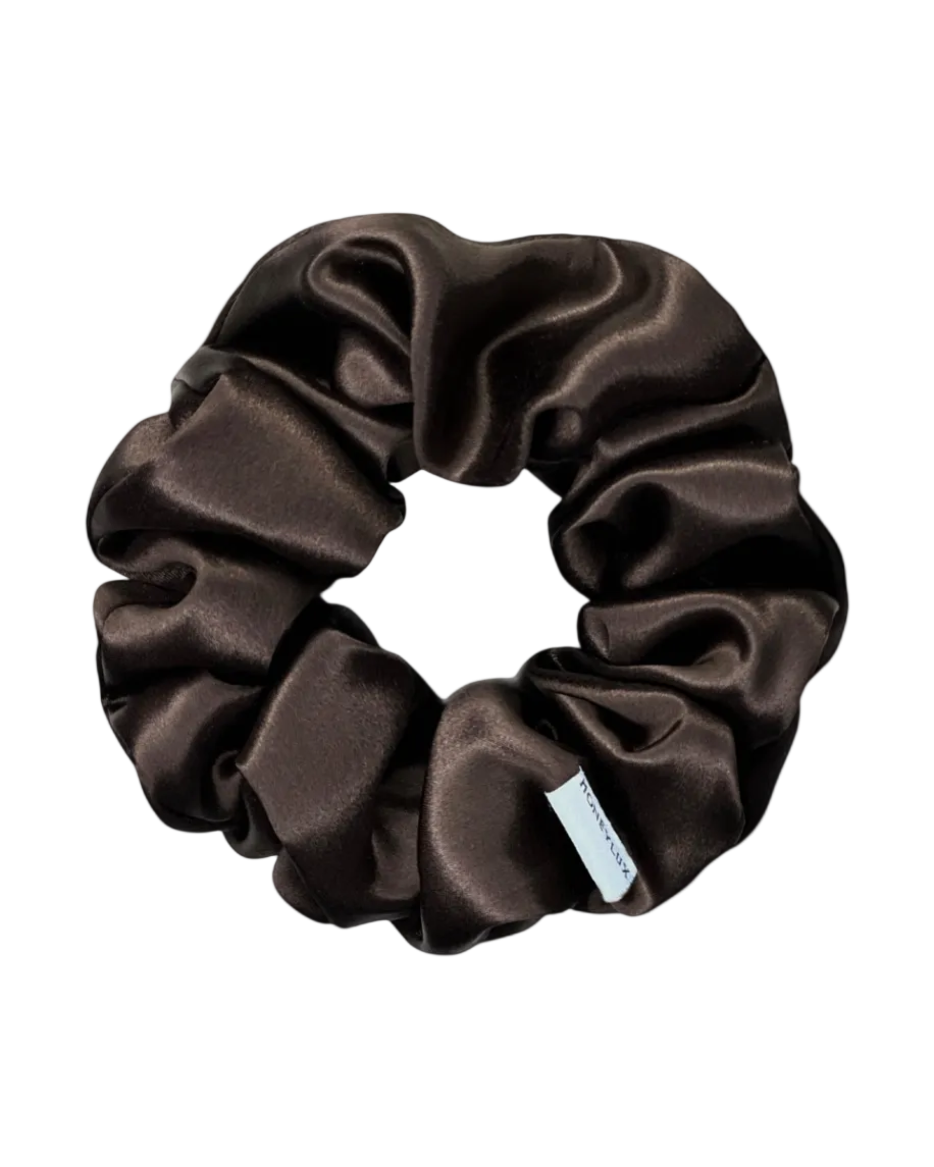 satin scrunchie in brown