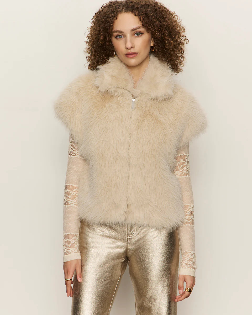 faux fur vest in cream