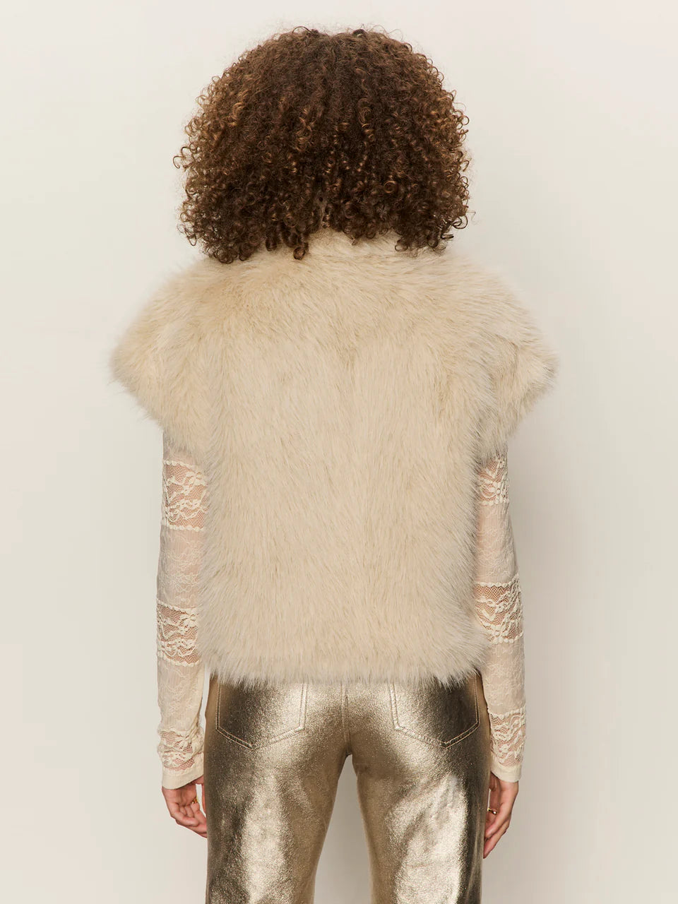 faux fur vest in cream