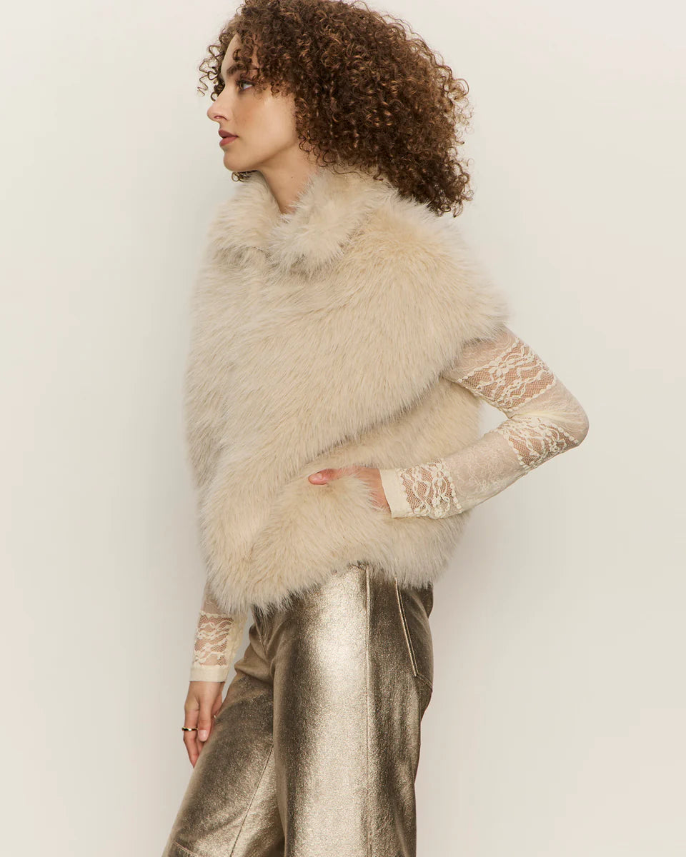 faux fur vest in cream