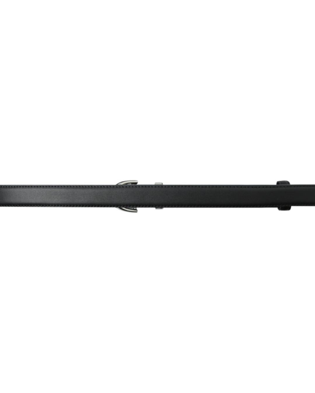 back leather belt with silver buckle