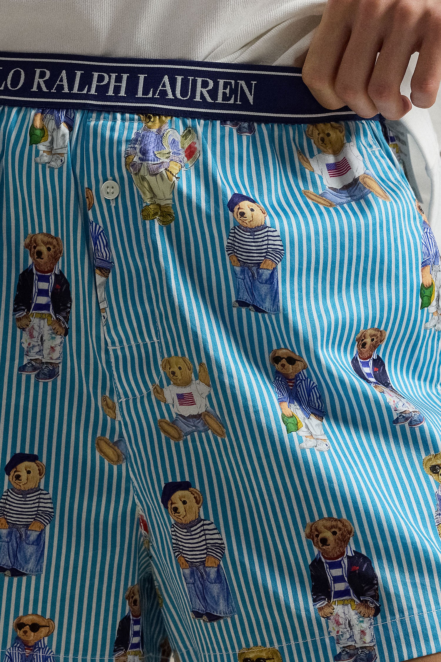 striped polo bear boxer shorts in blue