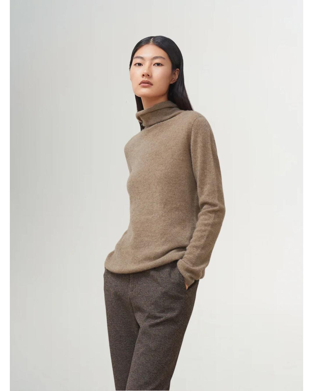 light brown turtle neck sweater