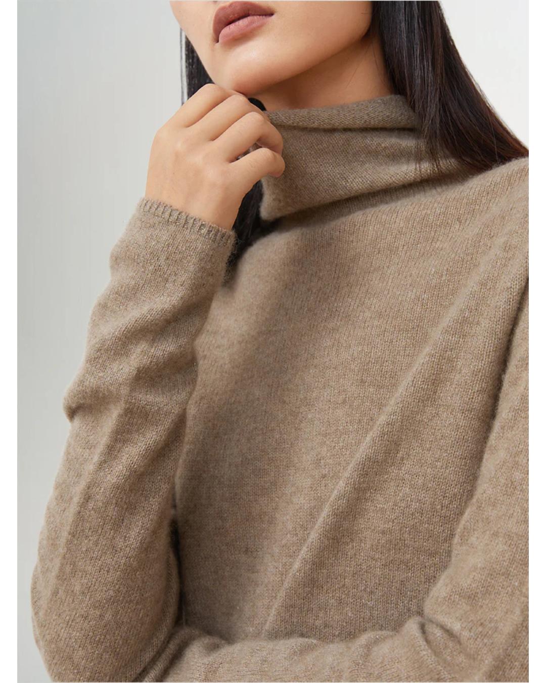 light brown turtle neck sweater
