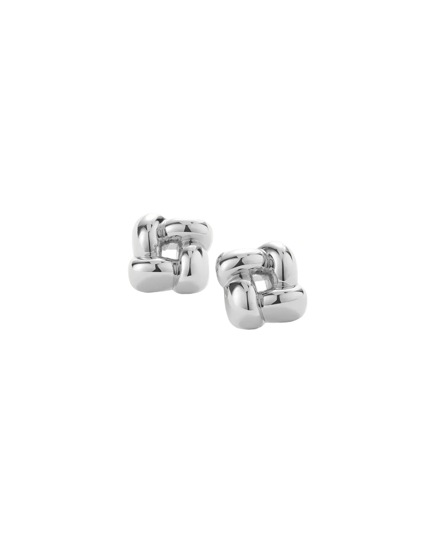 woven square silver earring