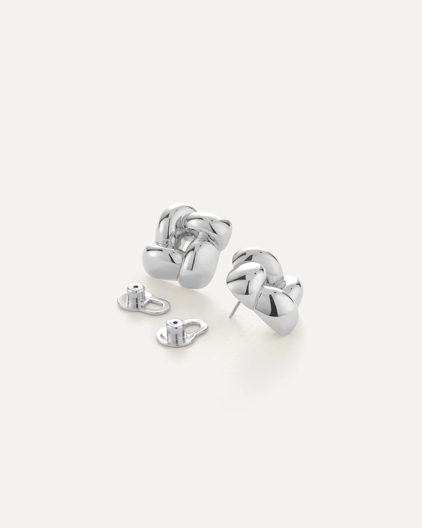 woven square silver earring