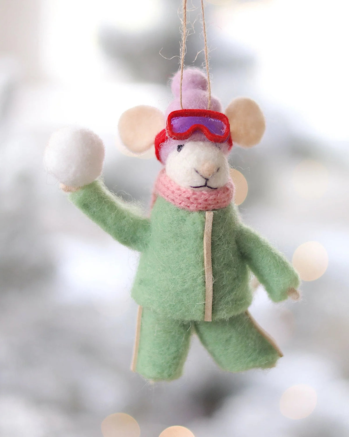 snowball mouse ornament