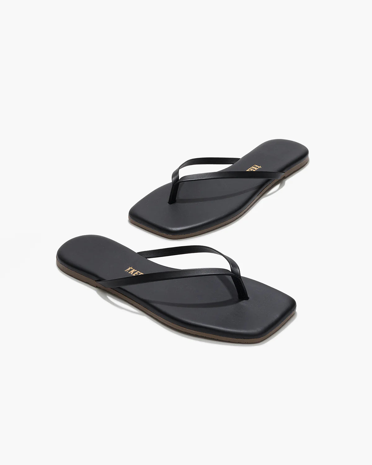 square toe flip flop in black