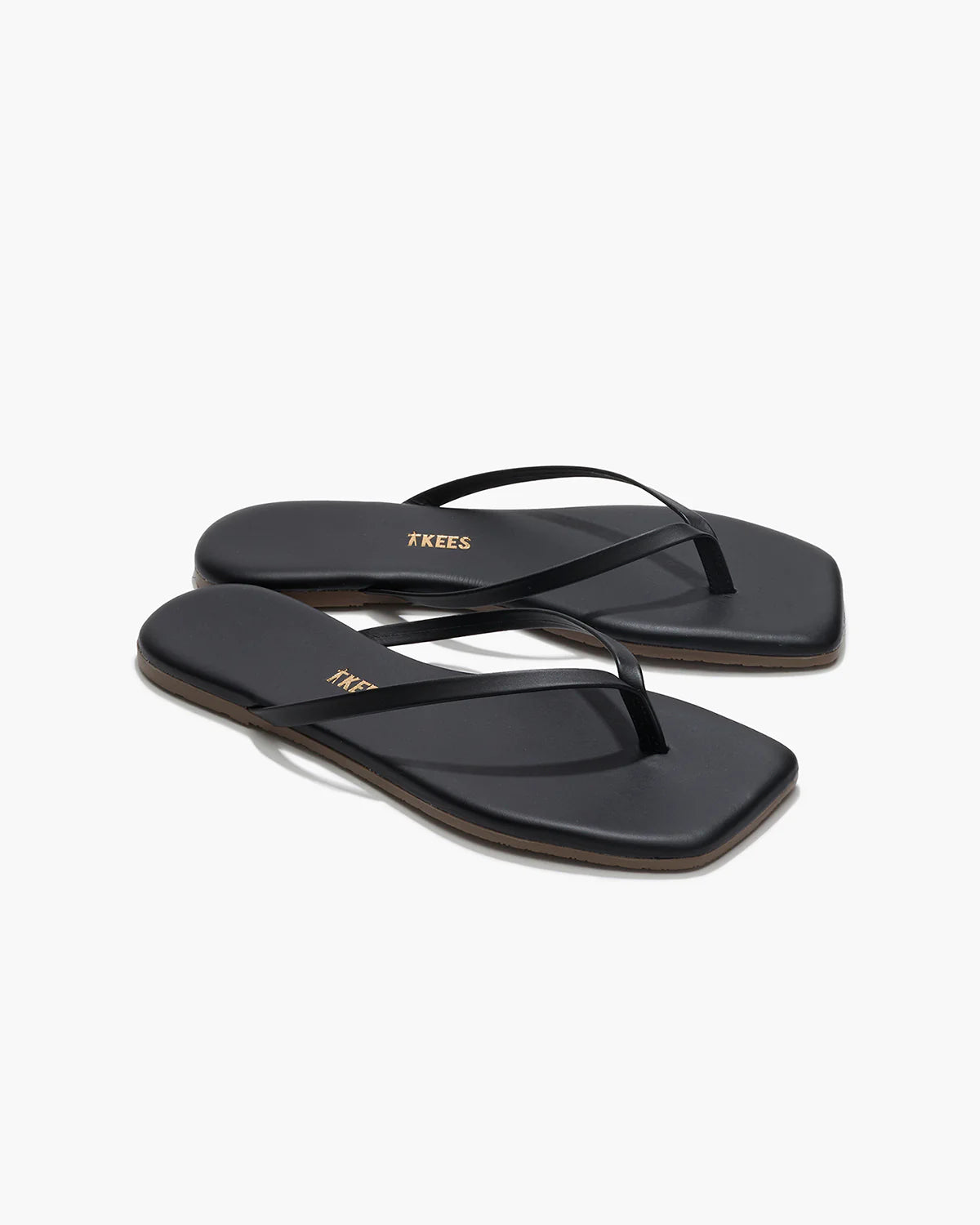 square toe flip flop in black