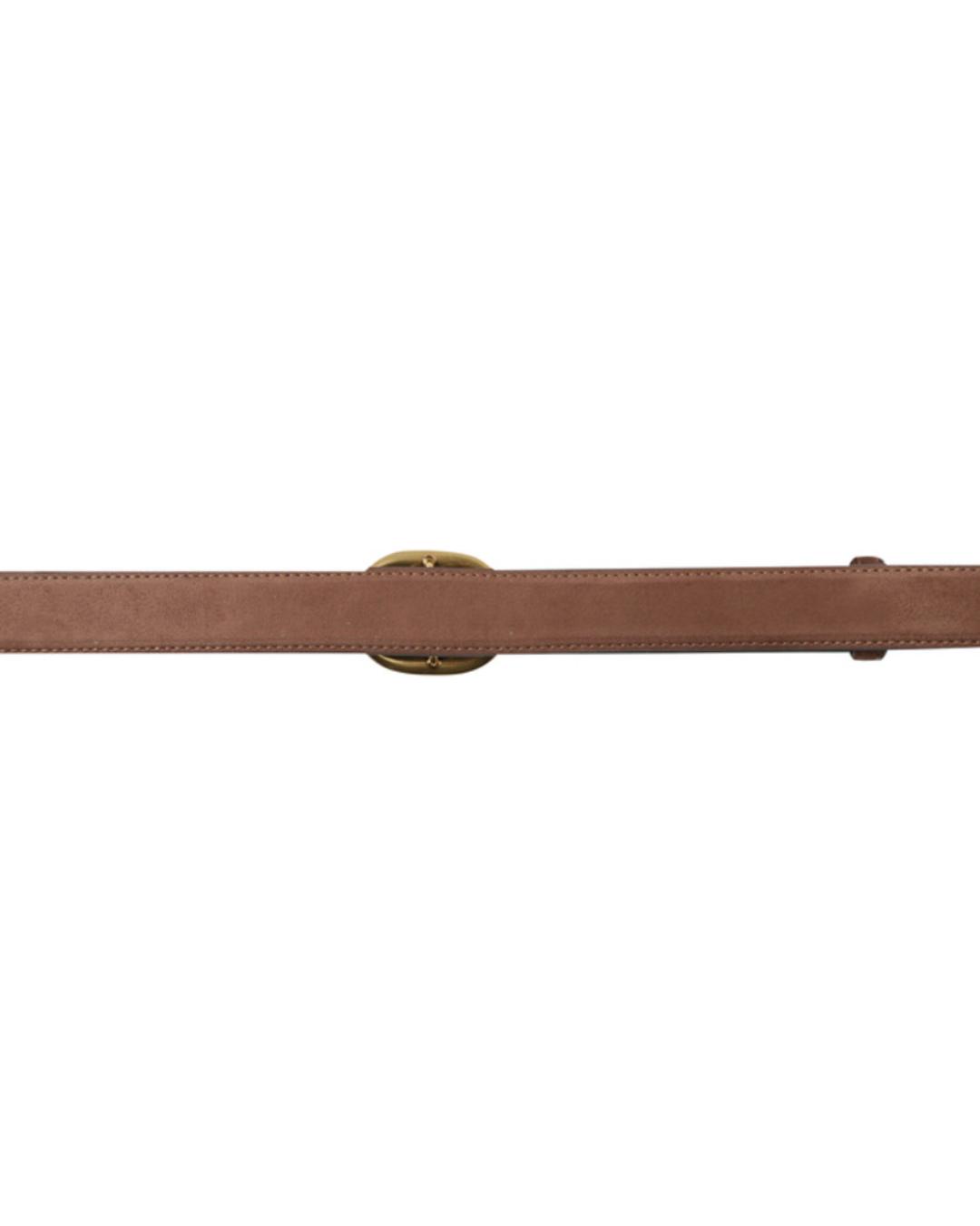 brown suede belt with gold buckle