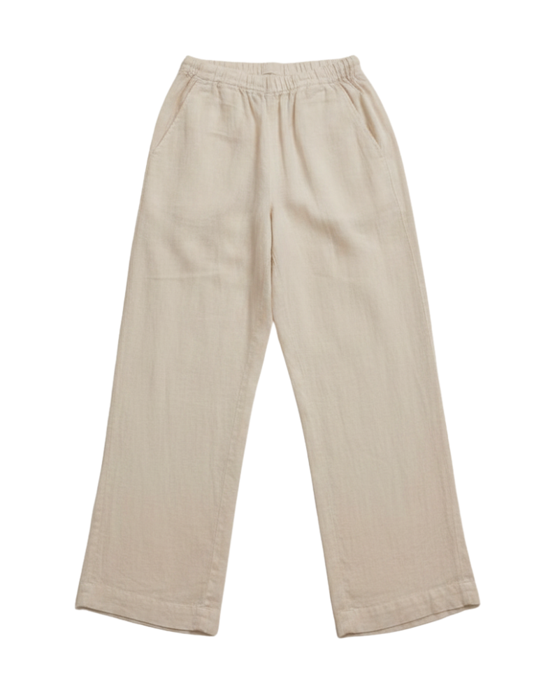 wide led linen pant in beige
