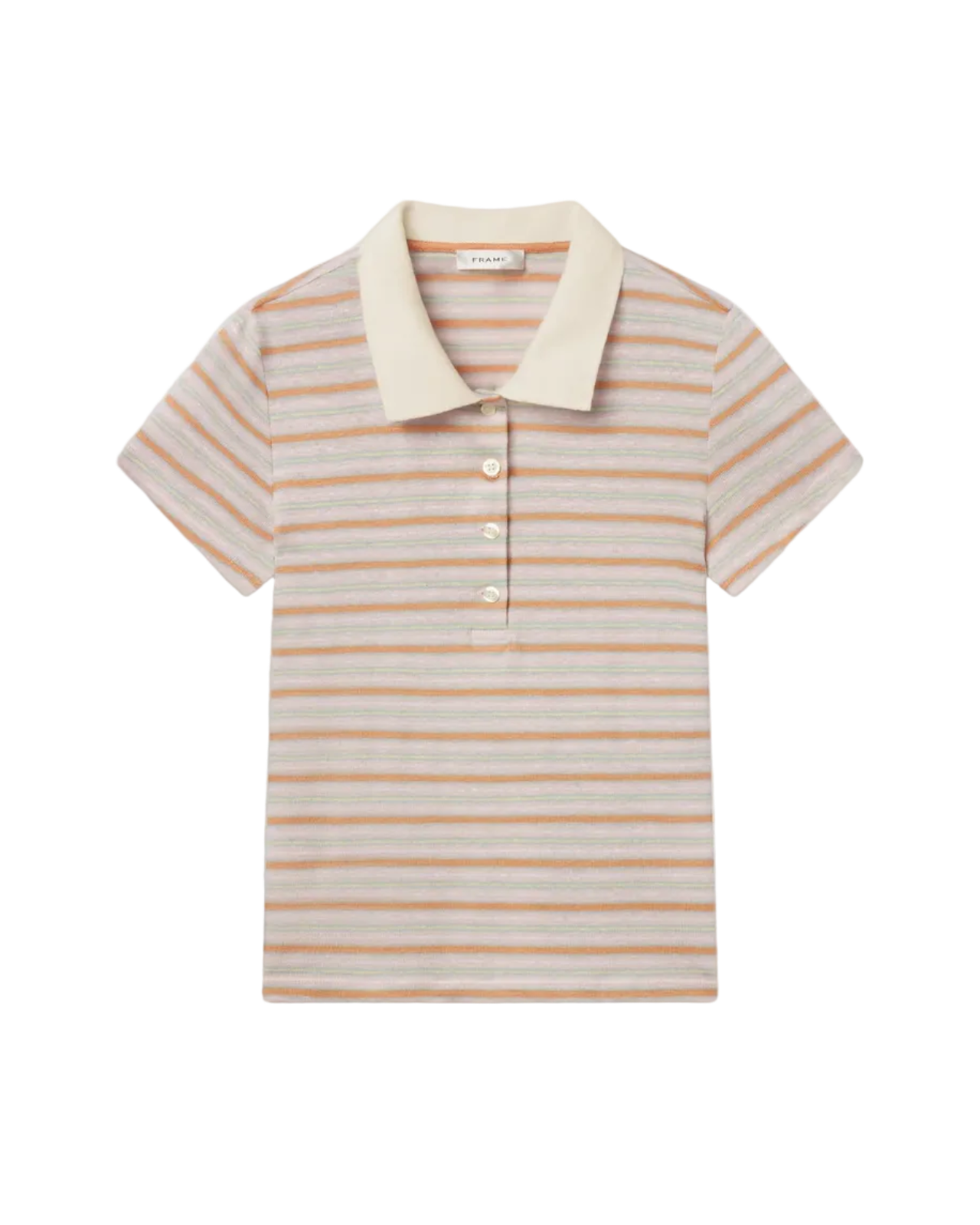 pink striped short sleeve polo shirt