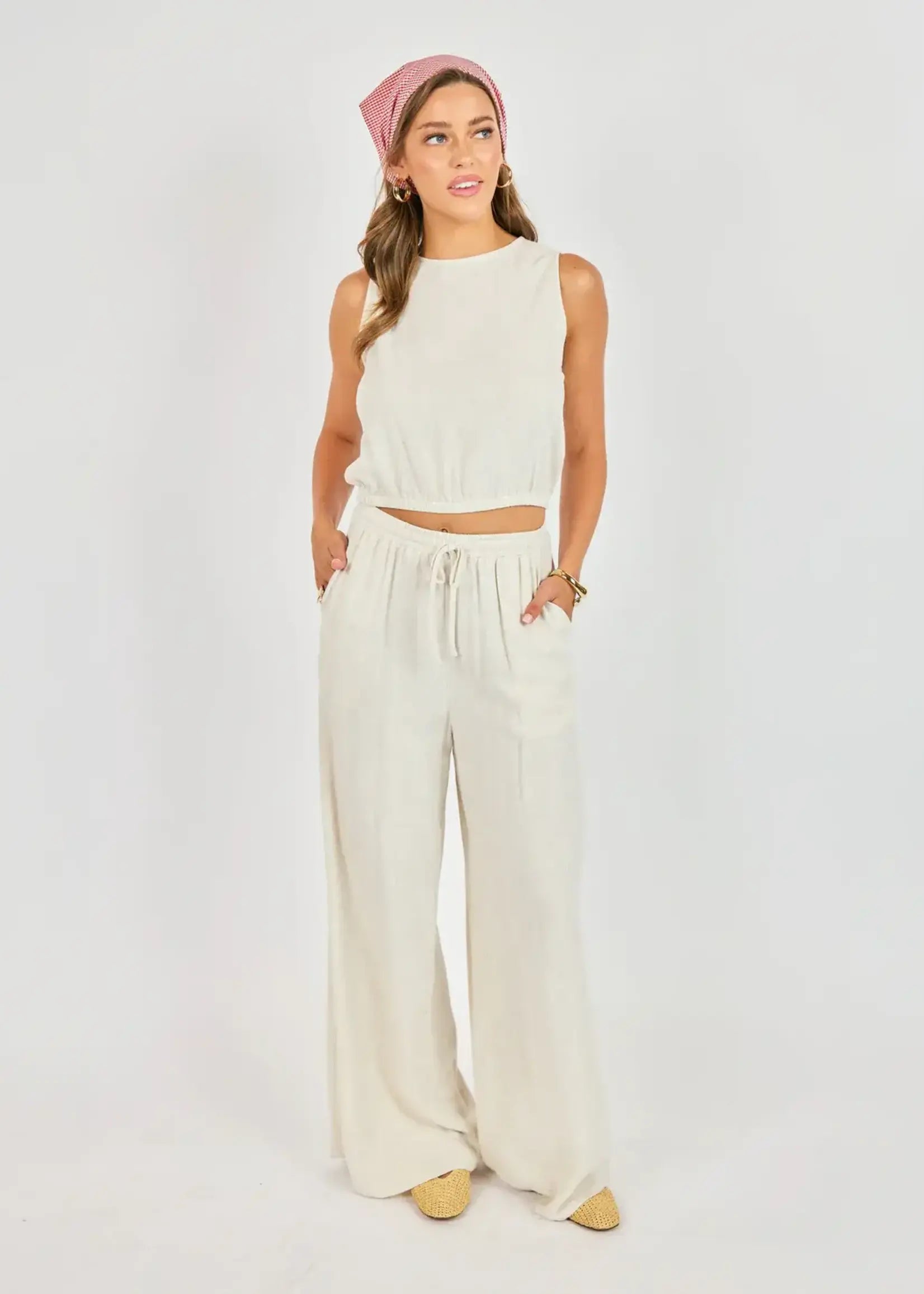 wide leg beige pant