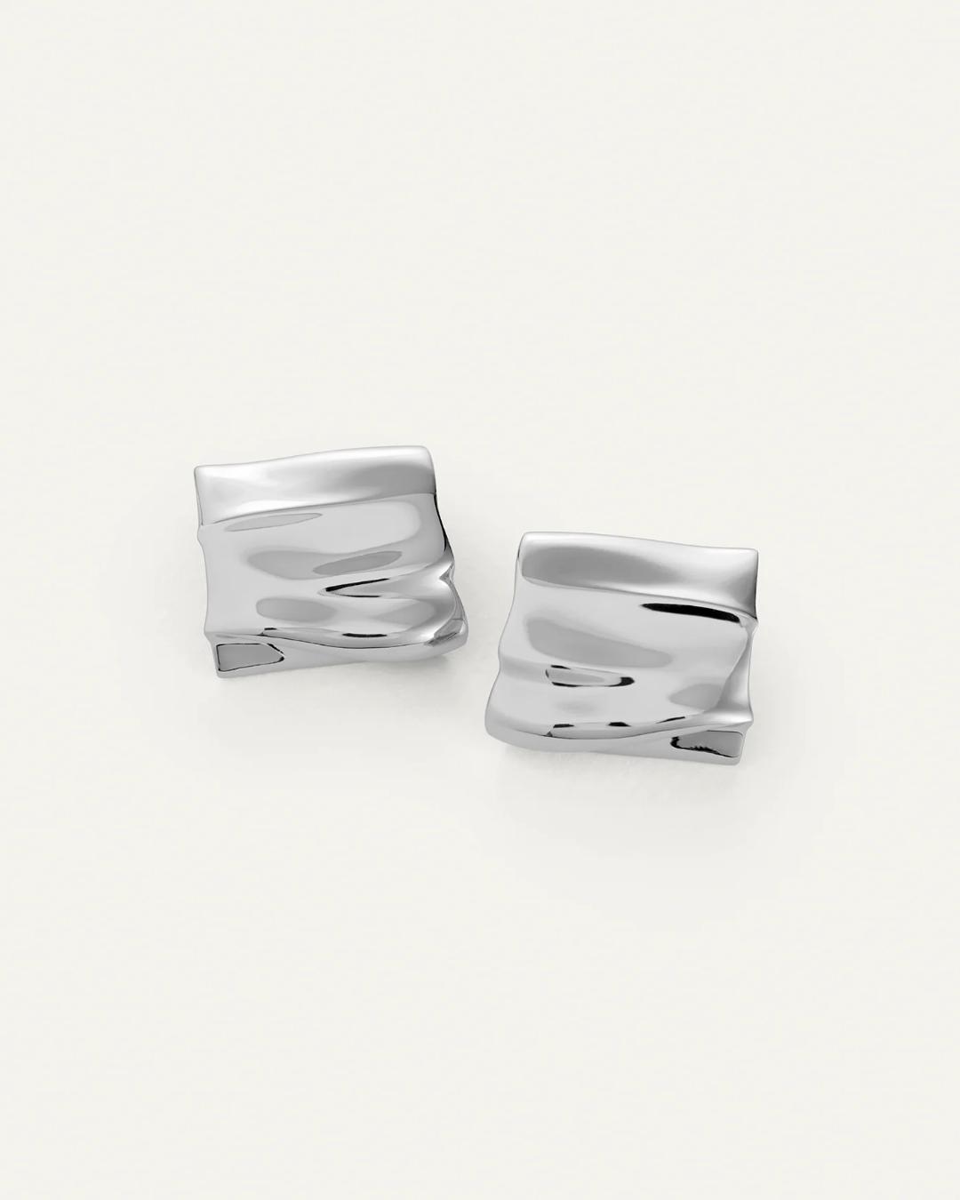 large statement square earrings in silver