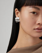 large statement square earrings in silver