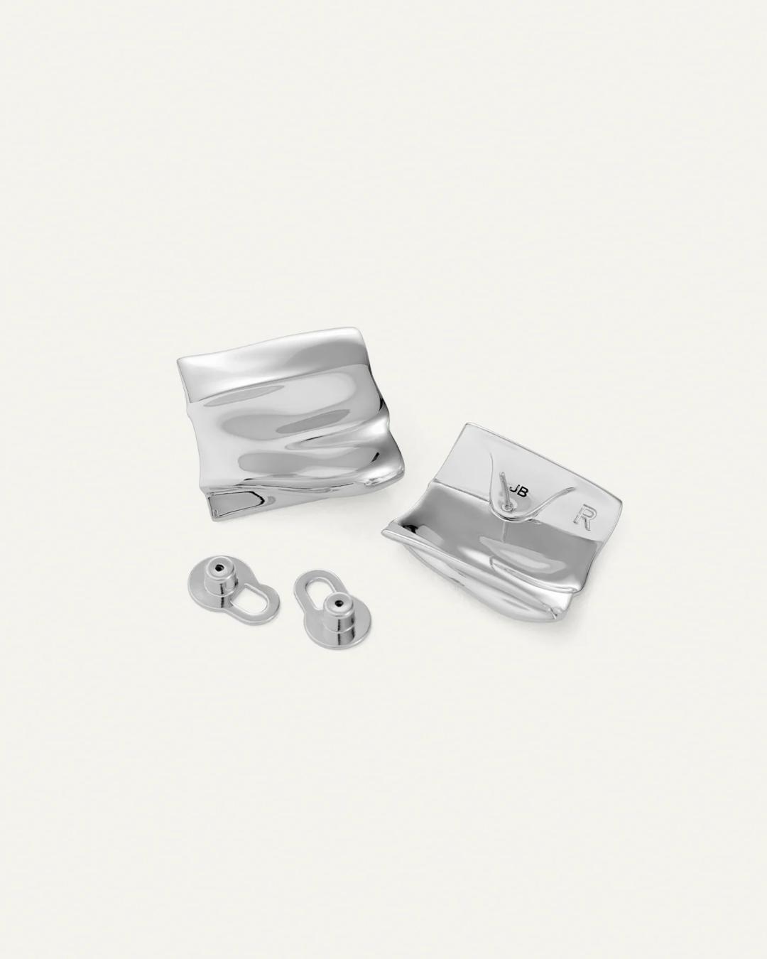 large statement square earrings in silver