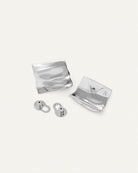 large statement square earrings in silver