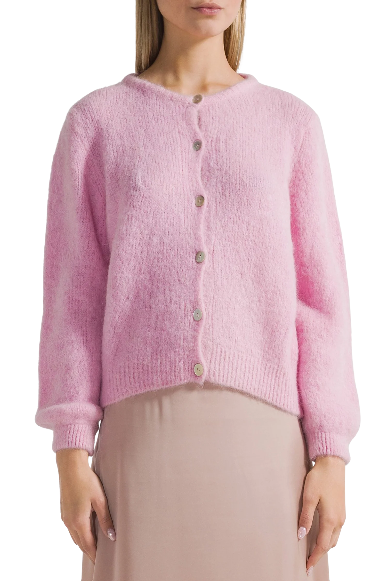 pink cardigan