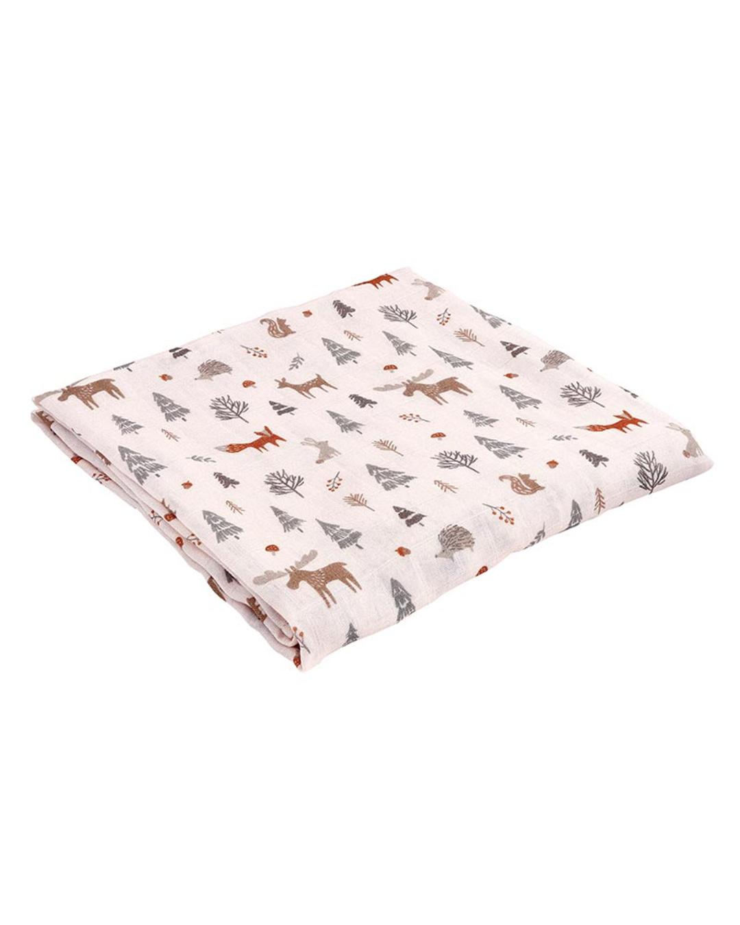 plush bunny rattle with a woodland swaddle blanket