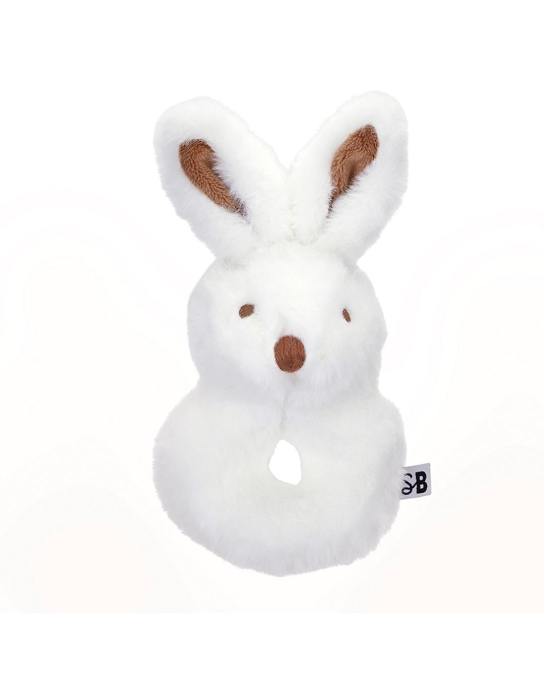 plush bunny rattle with a woodland swaddle blanket