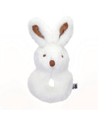 plush bunny rattle with a woodland swaddle blanket