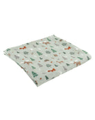 plush moose rattle with a woodland swaddle blanket