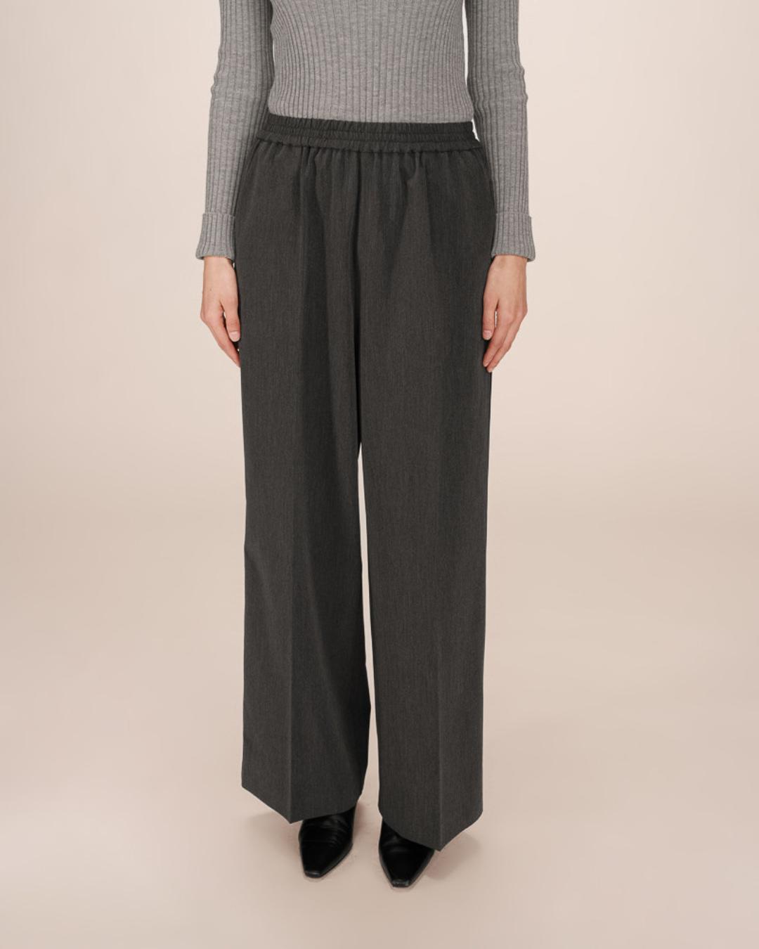 grey wide leg pant with elastic waist