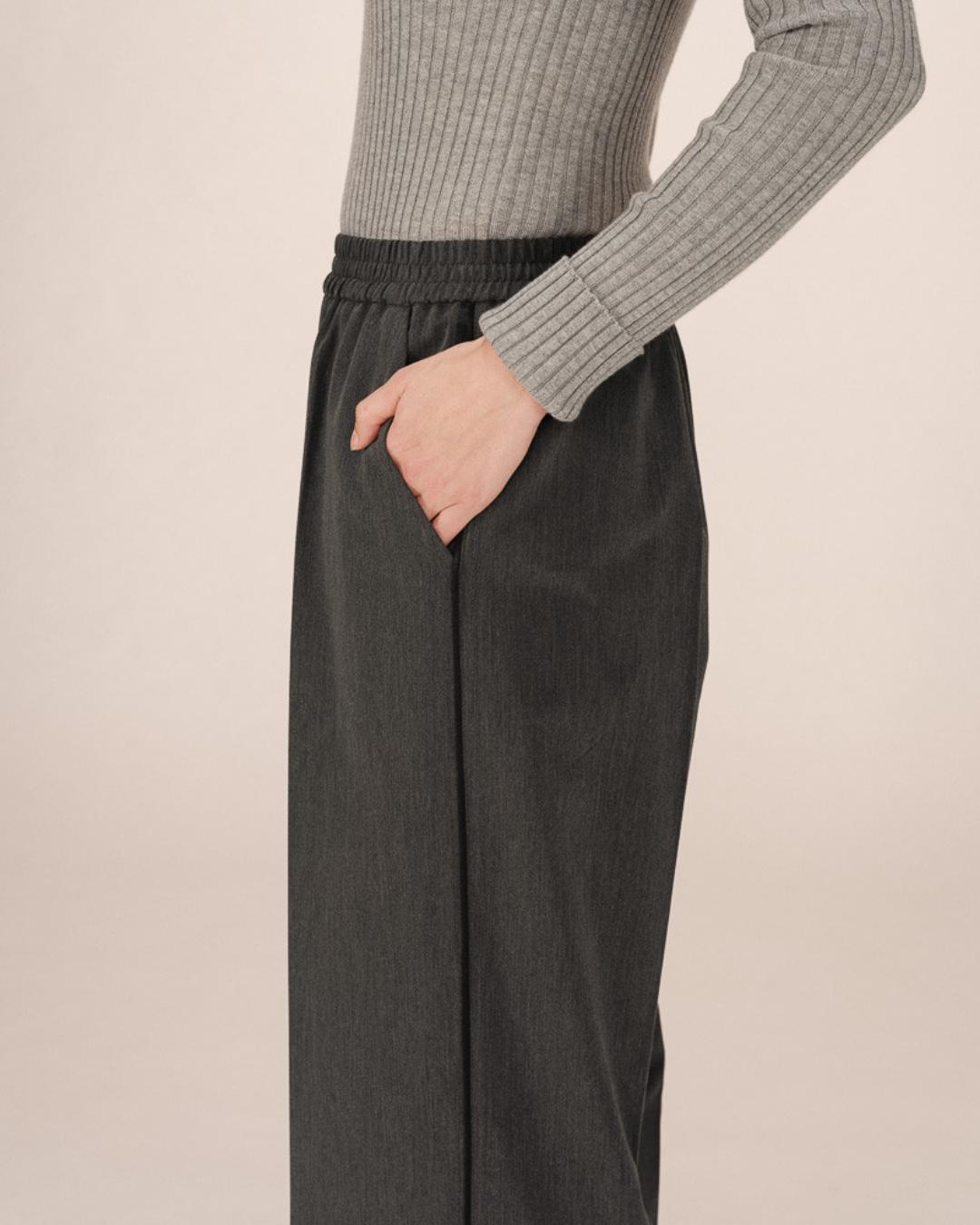 grey wide leg pant with elastic waist