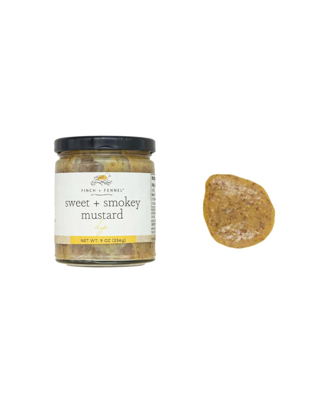 sweet and smokey mustard dip in a small jar