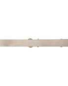 beige belt with gold oval buckle