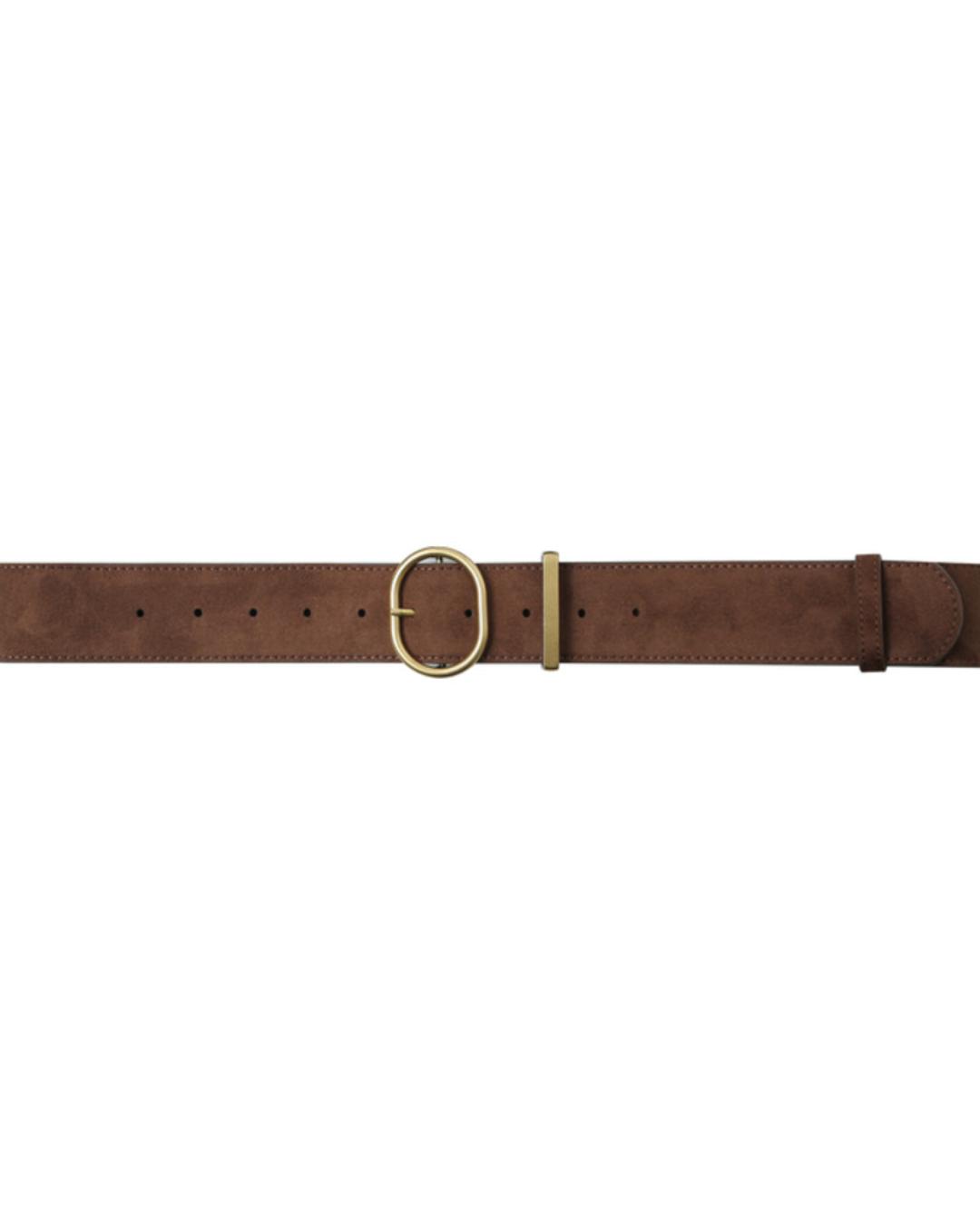 brown belt with god oval buckle