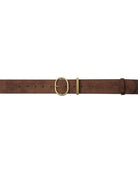 brown belt with god oval buckle
