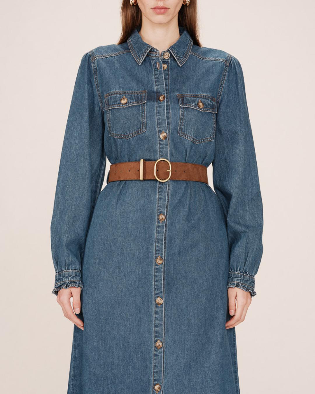 brown belt with god oval buckle