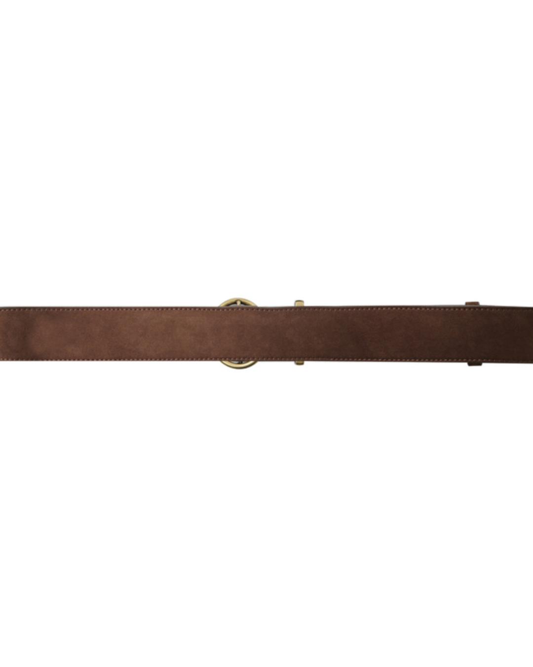 brown belt with god oval buckle