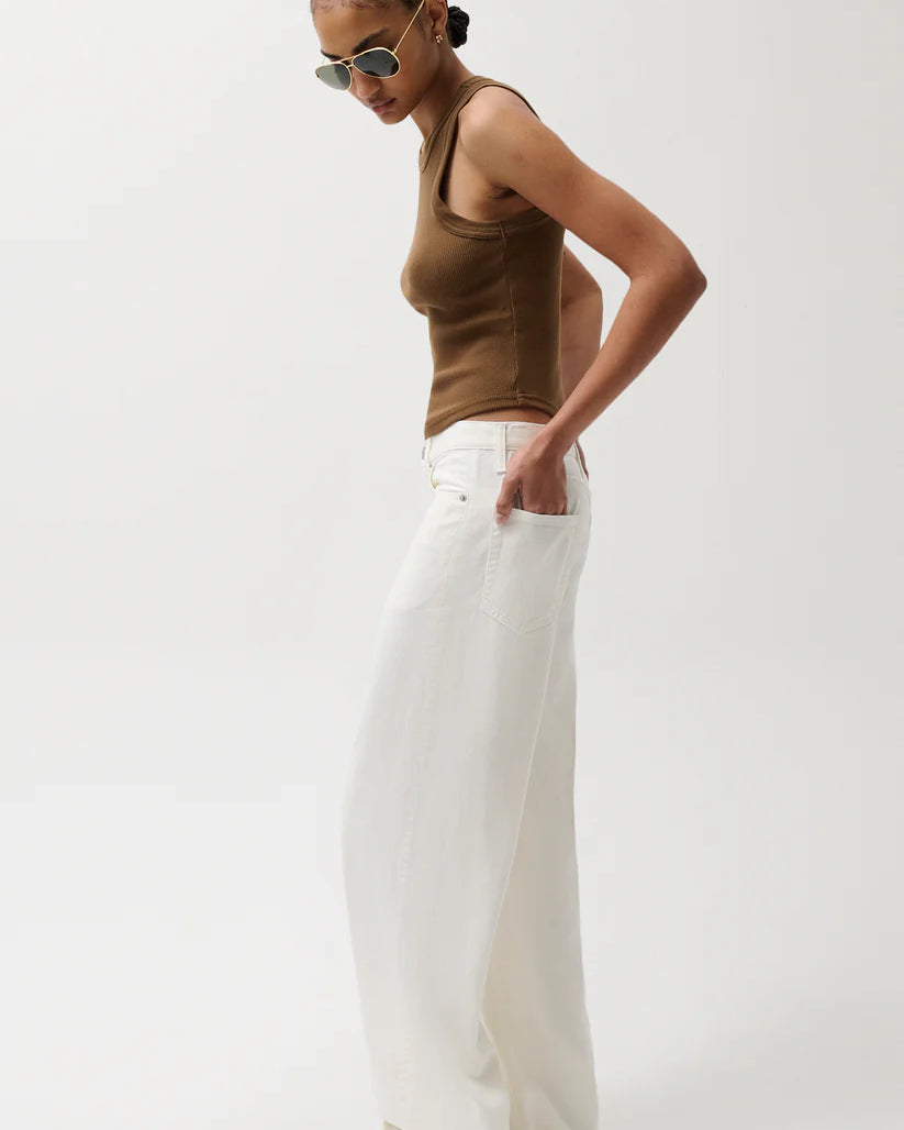 white bowed linen denim pant