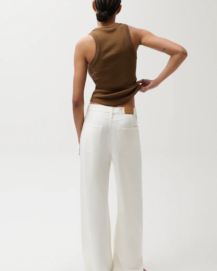 white bowed linen denim pant