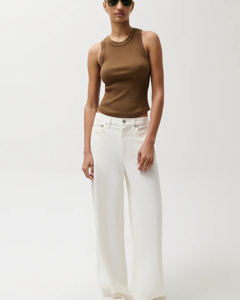 white bowed linen denim pant