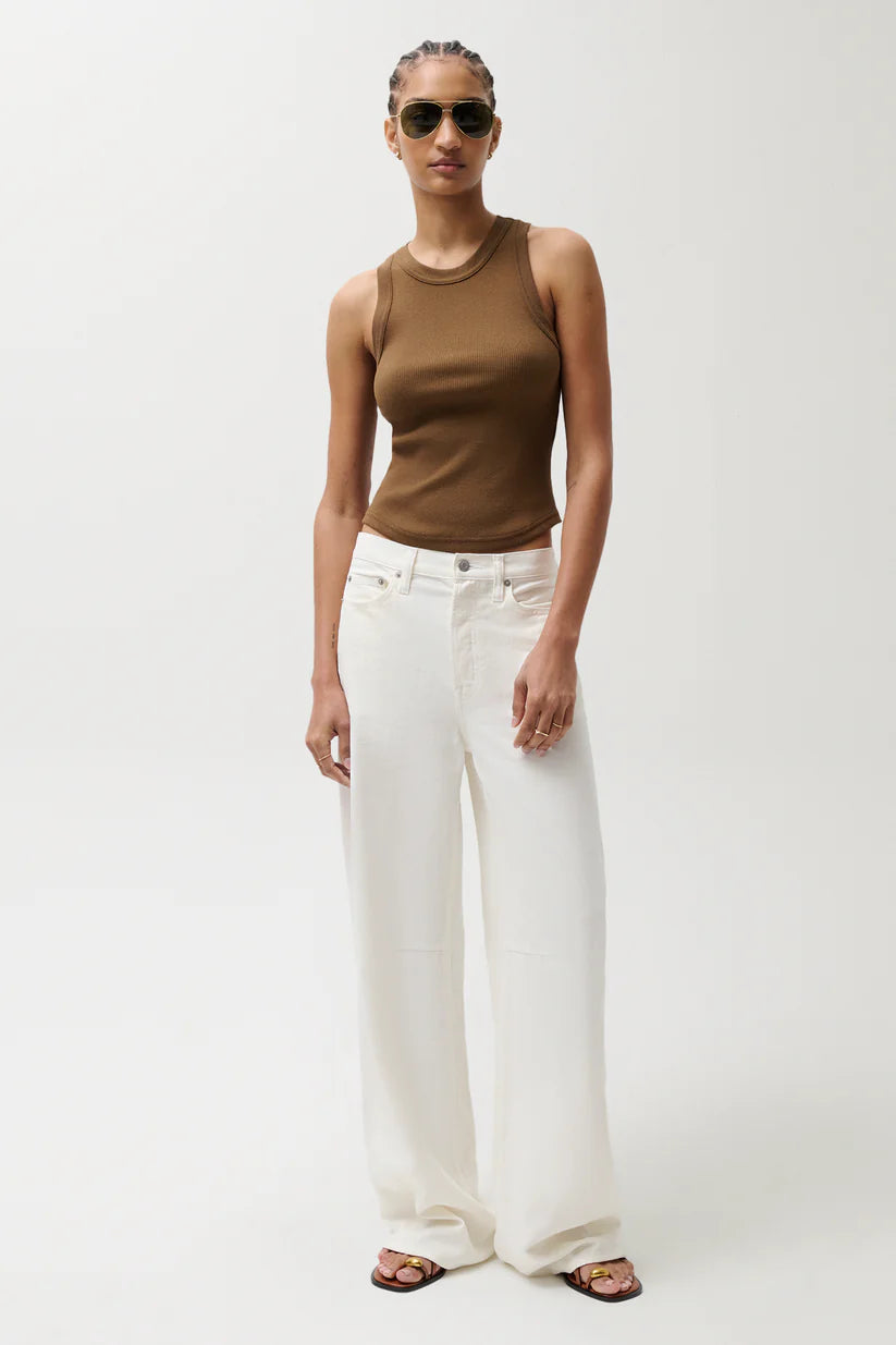 white bowed linen denim pant