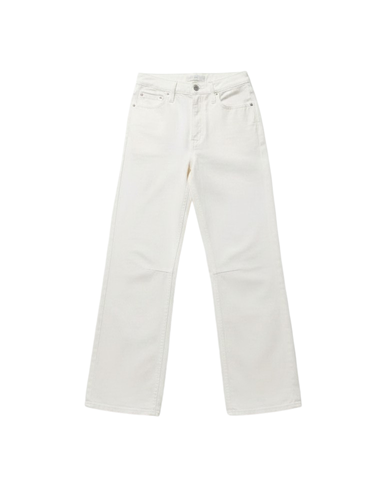 white bowed linen denim pant
