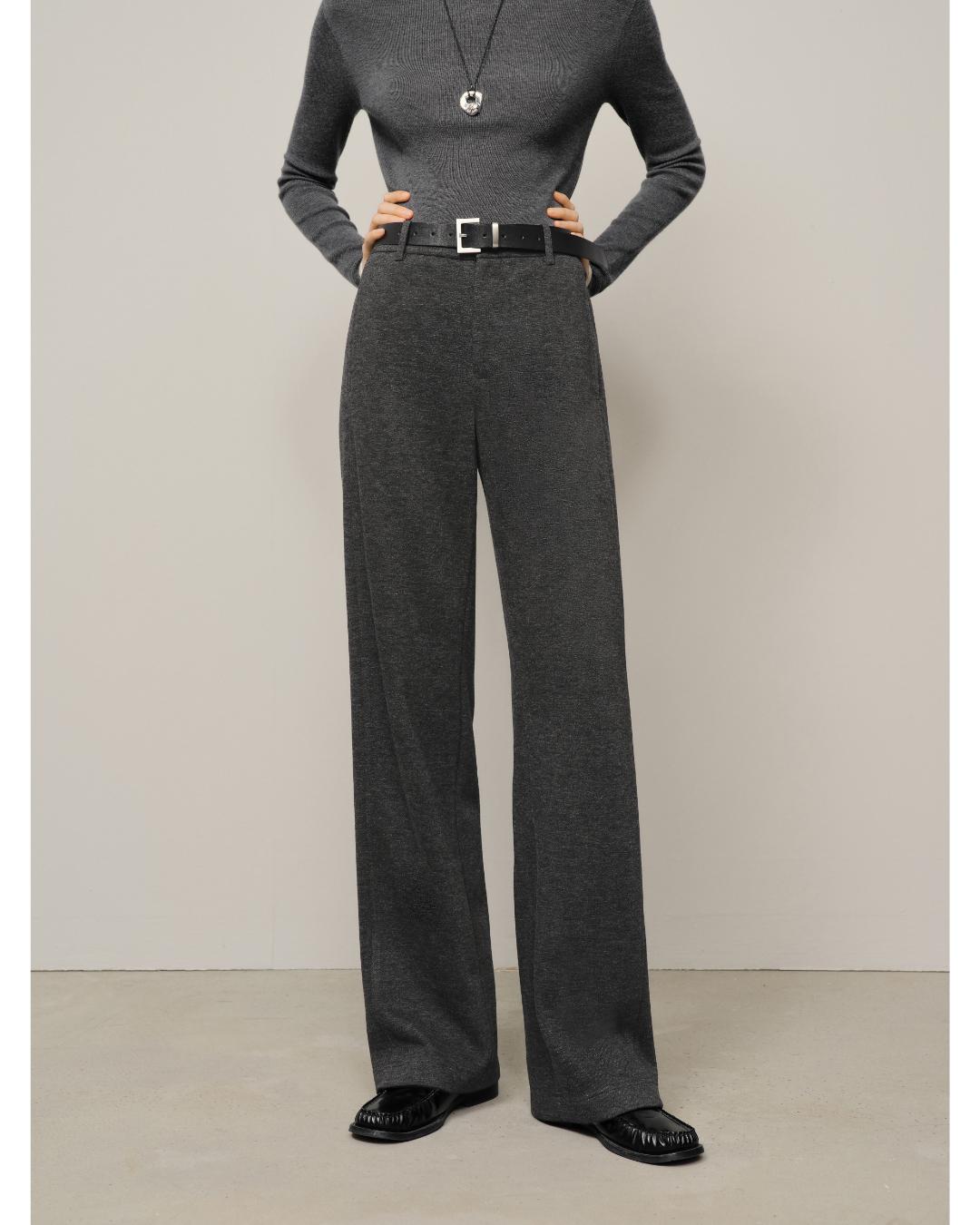 tailored pants in grey with a wide leg