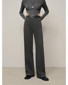 tailored pants in grey with a wide leg